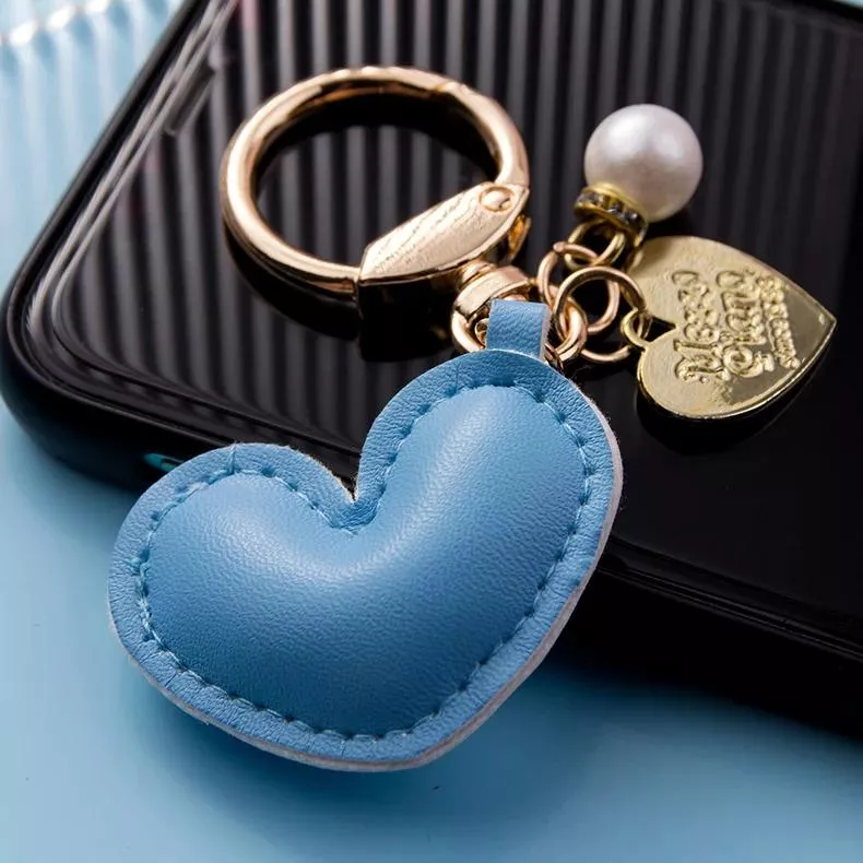 Trendy Heart-Shaped PU Leather Keychain