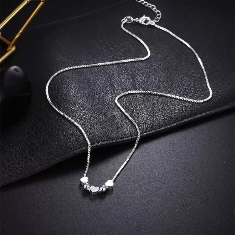 925 Sterling Silver Necklace 18 Inches Box Chain Elegant Heart Pendant For Women Fashion Jewelry Mother's Christmas Gifts